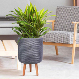 wilko Honeycomb Green Grey Cylinder Garden Indoor Planter on Legs 47cm - Instadecor - thumbnail 7