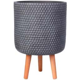 wilko Honeycomb Green Grey Cylinder Garden Indoor Planter on Legs 47cm - Instadecor - thumbnail 1