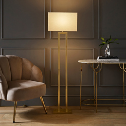 ValueLights Gloria Lamp Shade Gold Double Stem Metal LED Floor Lamp - Size: 150.5 x 43 x 25cm - Wilko - thumbnail 3