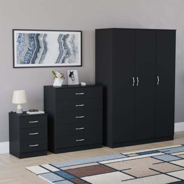 Vida Designs Riano Black 3 Piece Bedroom Furniture Set - Wilko - image 1