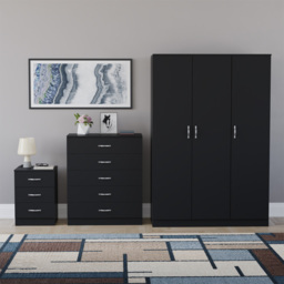 Vida Designs Riano Black 3 Piece Bedroom Furniture Set - Wilko - thumbnail 3