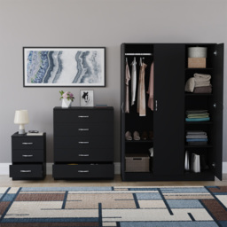 Vida Designs Riano Black 3 Piece Bedroom Furniture Set - Wilko - thumbnail 4