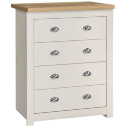 Highgate 4 Drawer Cream and Oak Chest of Drawers - White - Birlea - Wilko - thumbnail 5