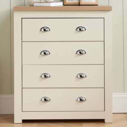 Highgate 4 Drawer Cream and Oak Chest of Drawers - White - Birlea - Wilko - thumbnail 1