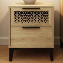 GFW Ezra 2 Drawer Oak Bedside Table - thumbnail 1