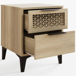 GFW Ezra 2 Drawer Oak Bedside Table - thumbnail 5