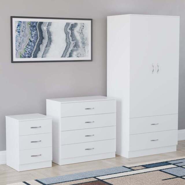 Vida Designs Riano White 3 Piece Bedroom Furniture Set - Wilko - image 1
