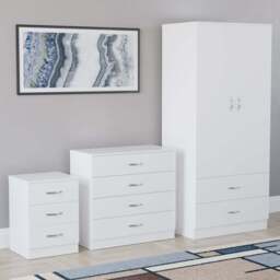 VIDA DESIGNS Riano White 3 Piece Bedroom Furniture Set - Wilko