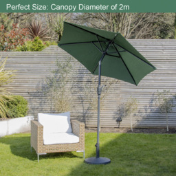 GardenKraft Dark Green 6 Ribs Crank and Tilt Parasol 2m - Wilko - thumbnail 4
