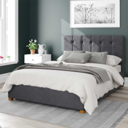 Aspire Hepburn Super King Steel Plush Velvet Ottoman Bed - Silver - Aspire Beds - Wilko