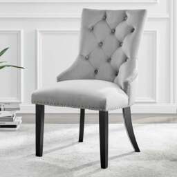 Furniturebox Kennsington Set of 2 Grey Velvet Knockerback Dining Chair - Wilko - thumbnail 1