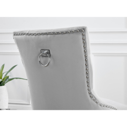 Furniturebox Kennsington Set of 2 Grey Velvet Knockerback Dining Chair - Wilko - thumbnail 3