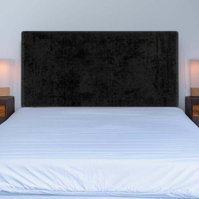 Bedmaster Double Black Naples Velvet Valencia Plain Headboard - Wilko - image 1