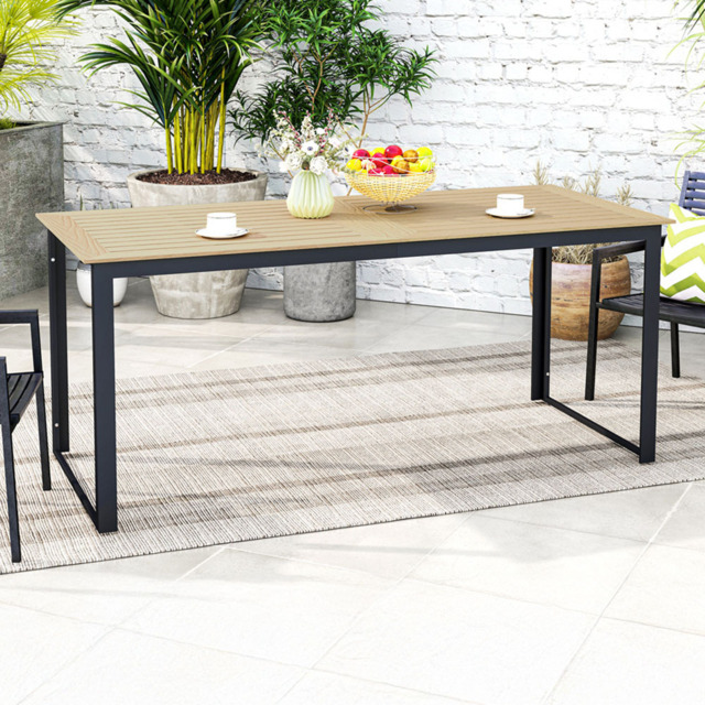 Outsunny 6 Seater Slate Top Metal Frame Garden Dining Table - Yellow - Wilko - image 1