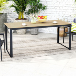 Outsunny 6 Seater Slate Top Metal Frame Garden Dining Table - Yellow - Wilko - thumbnail 1