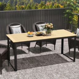 Outsunny 6 Seater Slate Top Metal Frame Garden Dining Table - Yellow - Wilko - thumbnail 4