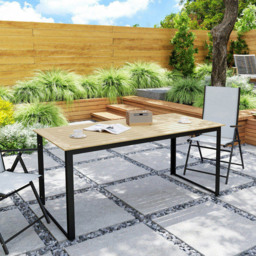 Outsunny 6 Seater Slate Top Metal Frame Garden Dining Table - Yellow - Wilko - thumbnail 5