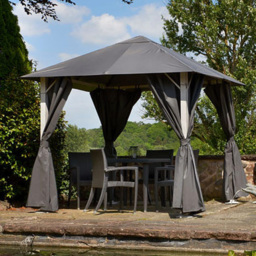 Glendale Vintage 2.5 x 2.5m Grey Garden Gazebo - Size: 3 x 3m - Wilko