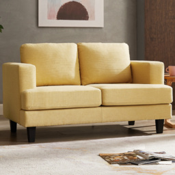 Home Detail Dale 2 Seater Mustard Linen Sofa - Yellow - Wilko