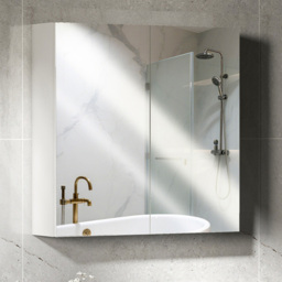 HOMCOM White Wall Mounted Mirror Bathroom Cabinet - Size: 60.0 cm x 15.0 cm x 60.0 cmcm - Wilko - thumbnail 1