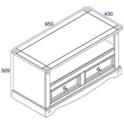 Corona 2 Drawer Antique Wax Finish Flat Screen TV Unit - Size: 43 x 95 x 51cm - Brown - Wilko - thumbnail 7