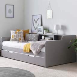 Tyler Single Grey Bed and Trundle with Orthopaedic Mattresses - Bedmaster - Wilko - thumbnail 1