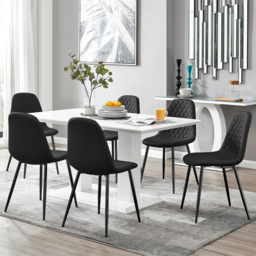 Furniturebox Molini Solara 6 Seater Dining Set White Gloss Black and Chrome - Wilko - thumbnail 1