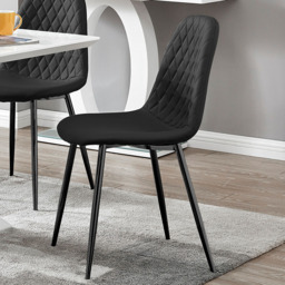 Furniturebox Molini Solara 6 Seater Dining Set White Gloss Black and Chrome - Wilko - thumbnail 4