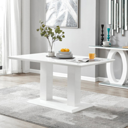Furniturebox Molini Solara 6 Seater Dining Set White Gloss Black and Chrome - Wilko - thumbnail 3