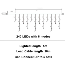 Shatchi 240 Cool White LED Multifunction Waterfall Icicle Light 5m - Wilko - thumbnail 4