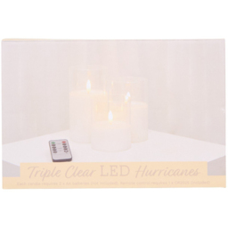 Set of 3 Clear LED Hurricane Candles - White - Wilko - thumbnail 3