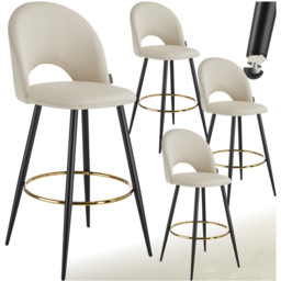 tectake Rachel Cream and Black Velvet Look Bar Stool Set of 4 - Wilko - thumbnail 3