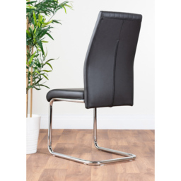 Furniturebox Fontana Set of 2 Black and Chrome Faux Leather Dining Chair - Wilko - thumbnail 5
