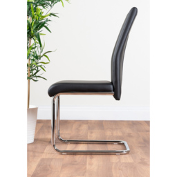 Furniturebox Fontana Set of 2 Black and Chrome Faux Leather Dining Chair - Wilko - thumbnail 4