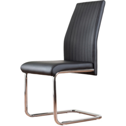 Furniturebox Fontana Set of 2 Black and Chrome Faux Leather Dining Chair - Wilko - thumbnail 3
