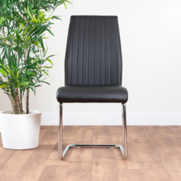 Furniturebox Fontana Set of 2 Black and Chrome Faux Leather Dining Chair - Wilko - thumbnail 7