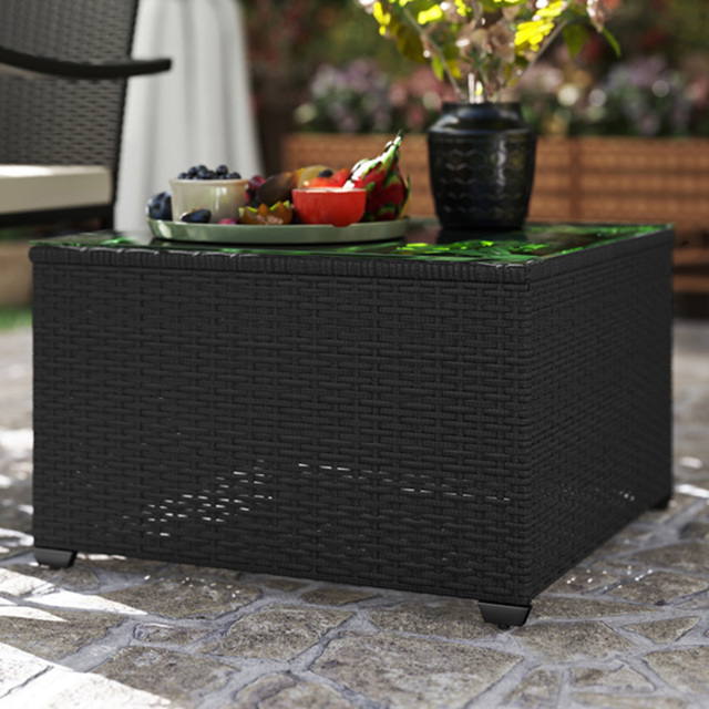 Outsunny Dark Grey Rattan Outdoor Coffee Table - Size: 38 x 62 x 62cm - Black - Wilko - image 1