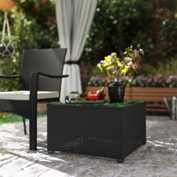 Outsunny Dark Grey Rattan Outdoor Coffee Table - Size: 38 x 62 x 62cm - Black - Wilko - thumbnail 5