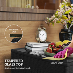 Outsunny Dark Grey Rattan Outdoor Coffee Table - Size: 38 x 62 x 62cm - Black - Wilko - thumbnail 7