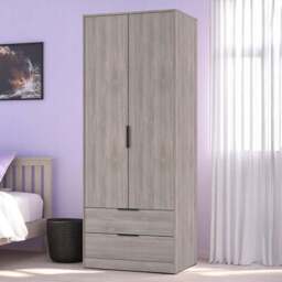 Crowndale Hong Kong 2 Door 2 Drawer Grey Oak Tall Wardrobe Ready Assembled - Wilko - thumbnail 1