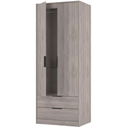Crowndale Hong Kong 2 Door 2 Drawer Grey Oak Tall Wardrobe Ready Assembled - Wilko - thumbnail 7