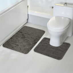 Velosso Linear Charcoal Bath Mat Set - Size: 50 x 80 x 1cm - Grey - Wilko - thumbnail 3