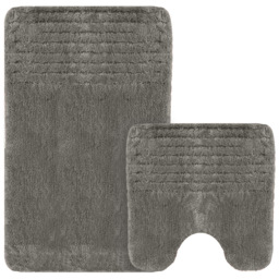 Velosso Linear Charcoal Bath Mat Set - Size: 50 x 80 x 1cm - Grey - Wilko - thumbnail 1