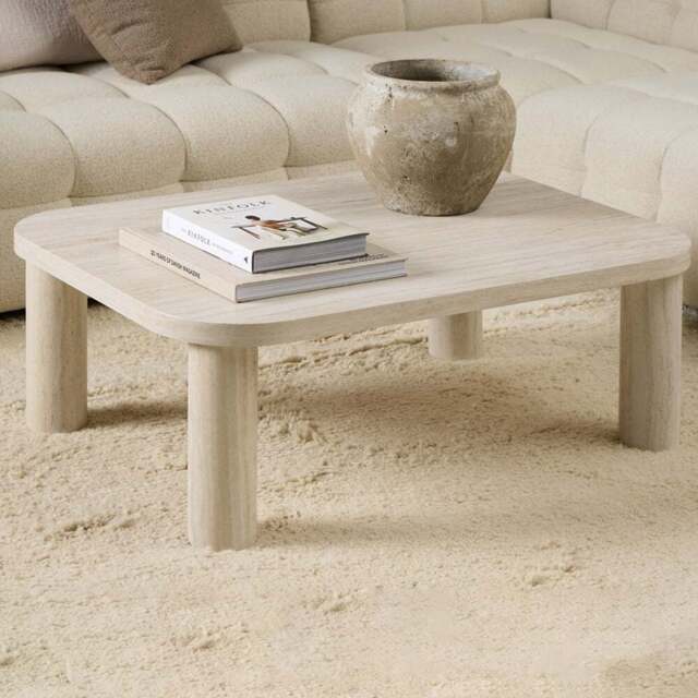Florence Solano Light Travertine Rectangular Coffee Table - Size: 36 x 100 x 75cm - Cream - Furniture To Go - Wilko - image 1