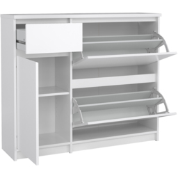 Florence Single Door 3 Drawer White High Gloss Shoe Cabinet - Size: 31.5 x 108.9 x 92.9cm - Furniture to Go - Wilko - thumbnail 6
