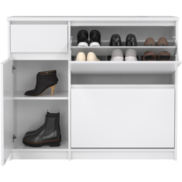 Florence Single Door 3 Drawer White High Gloss Shoe Cabinet - Size: 31.5 x 108.9 x 92.9cm - Furniture to Go - Wilko - thumbnail 4