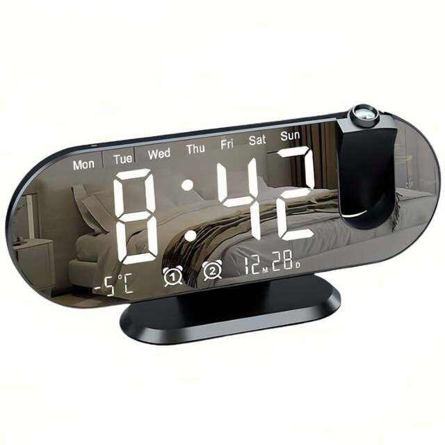Jaoyeh Trading White Font LED Smart Projection Clock - Size: 5.2 x 10 x 20.8cm - Wilko - image 1