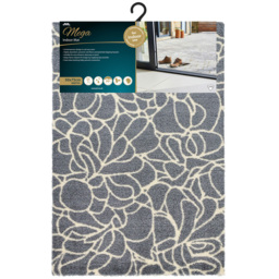 JVL Mega Grey Floral Latex Backed Door Mat and Runner Set - Size: 150 x 57 x 4cm - Blue - Wilko - thumbnail 3