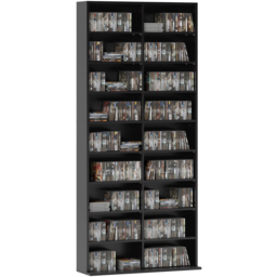 HOMCOM 18 Shelf Black DVD and CD Media Storage Unit - Size: 175 x 24 x 78.5 cm - Wilko - thumbnail 3