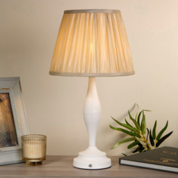 Lighting Collection Spindle White Rechargeable LED Table Lamp - Size: 44 x 26 x 26cm - Off White - Wilko - thumbnail 3